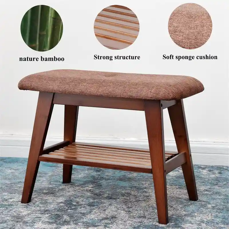 Bamboo Entryway Bench - 11.8 D x 23.6 W x 17.7 H