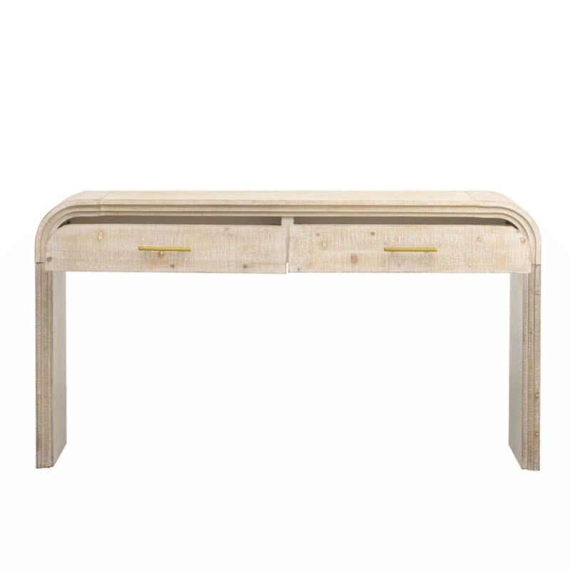 Unique Retro Silhouette Console Table with Open Style, Two Top Drawers