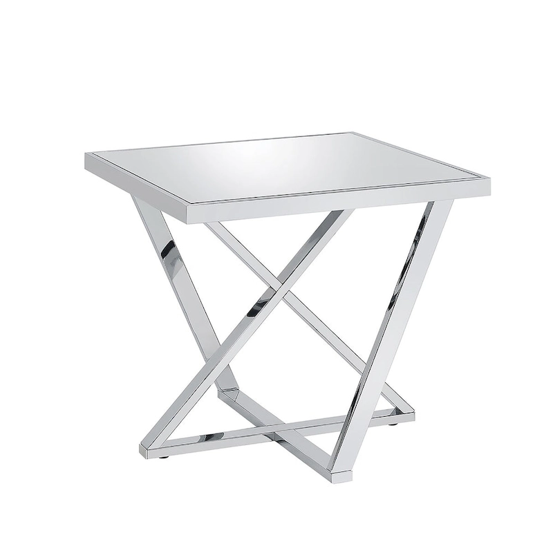 Starrla Glam Chrome Glass Top 2-Piece Coffee Table Set by Furniture of America