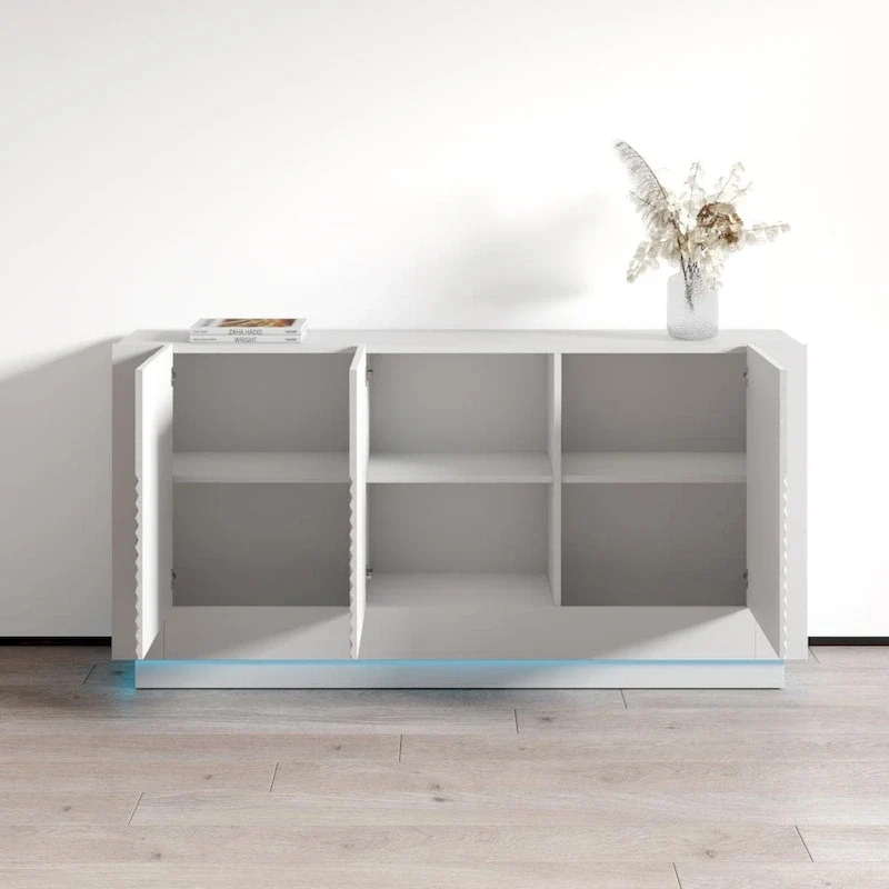White / Black | High Gloss Sideboard | 1-Person Assembly