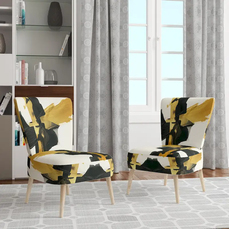 Geometric Black And Teal IV Upholstered Accent Chair