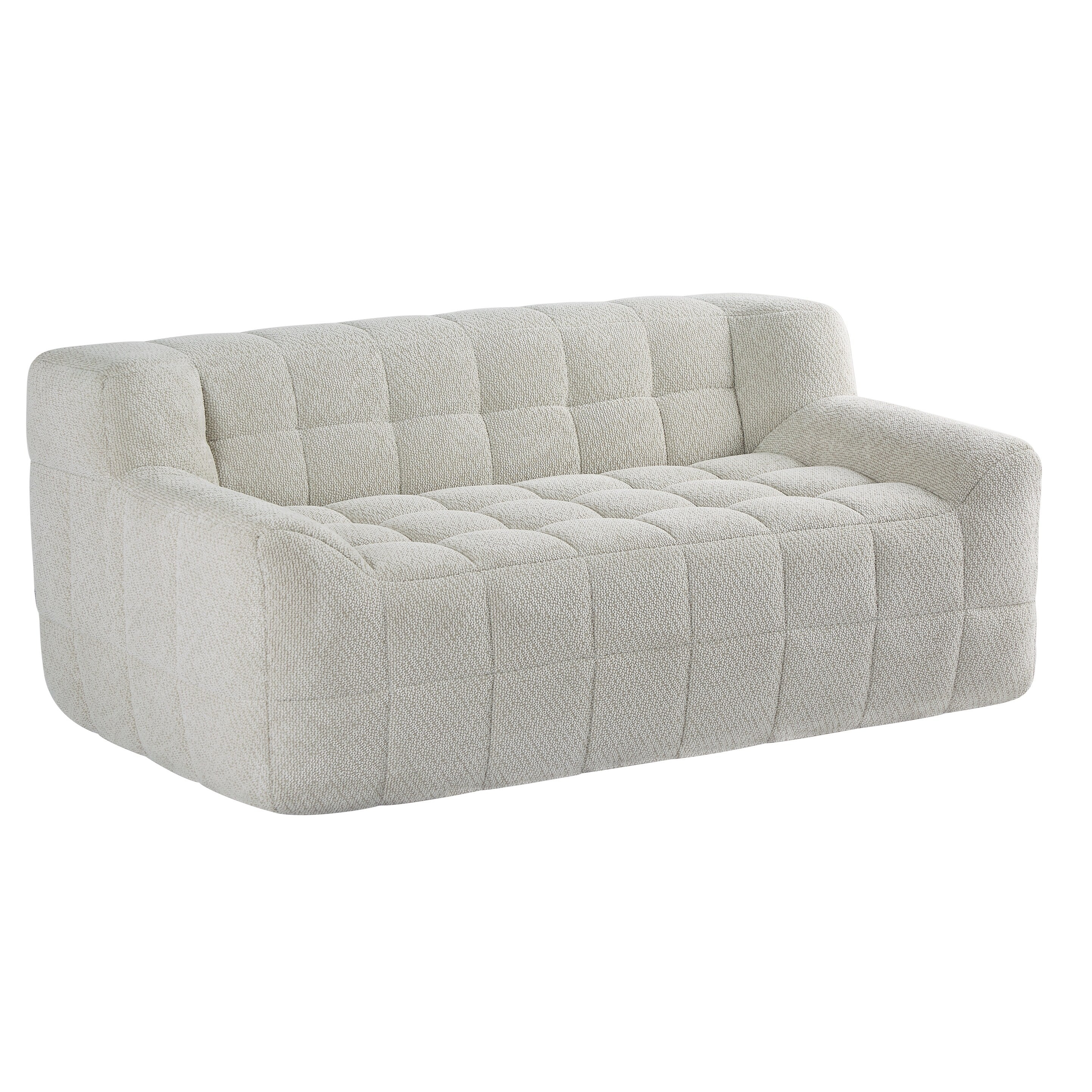 Liyasi 2 Seater Full Compression Sofa Beige Lychee Velvet No Assembly Required