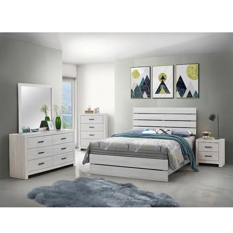 Wooden Queen Bedroom Set in Coastal White