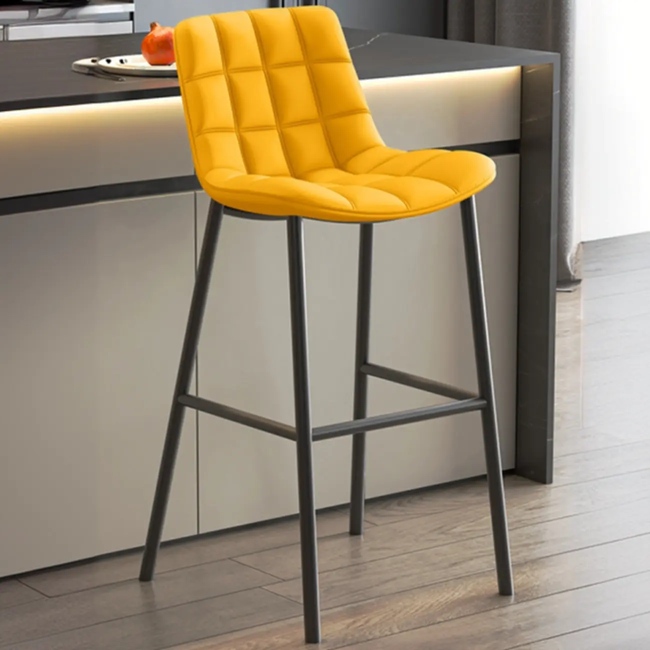 Concave Modern Low Back Leather Counter Bar Stools