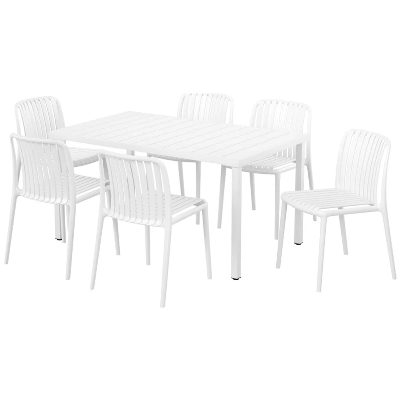 Frond and Form Modern 6-Person Outdoor Patio Rectangular Dining Set