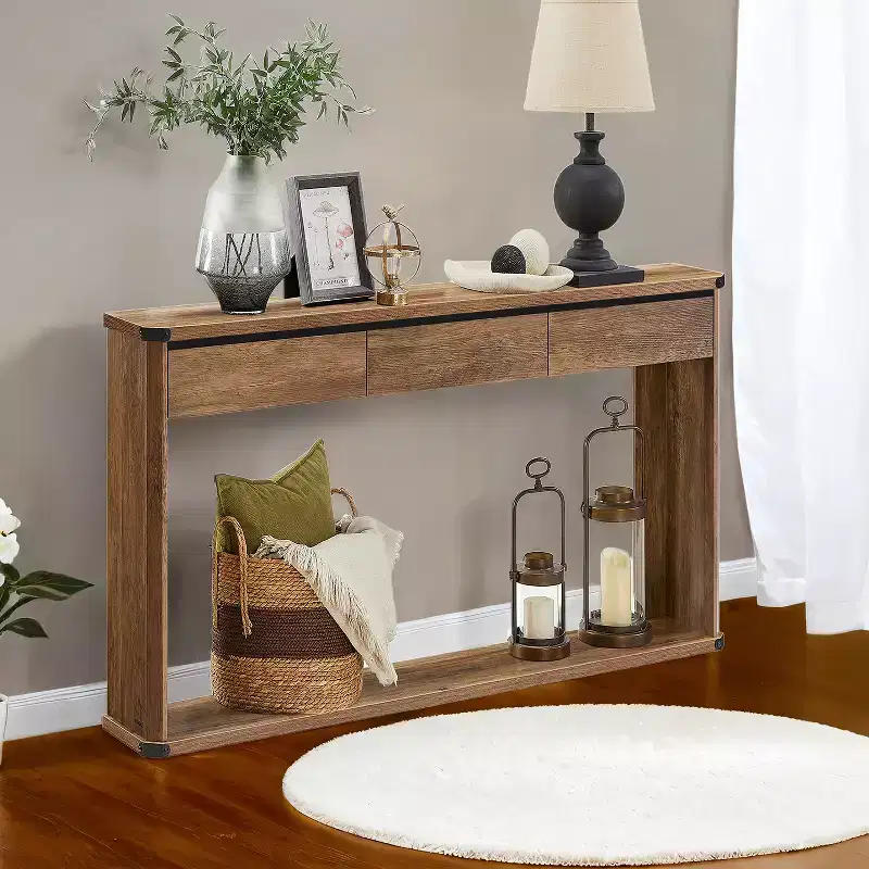 Console Table With Storage, 47.2 Inches Sofa Table Entryway Table, Sofa Table, Behind Couch Table, Narrow Console Table, 2-Tier Console Tables