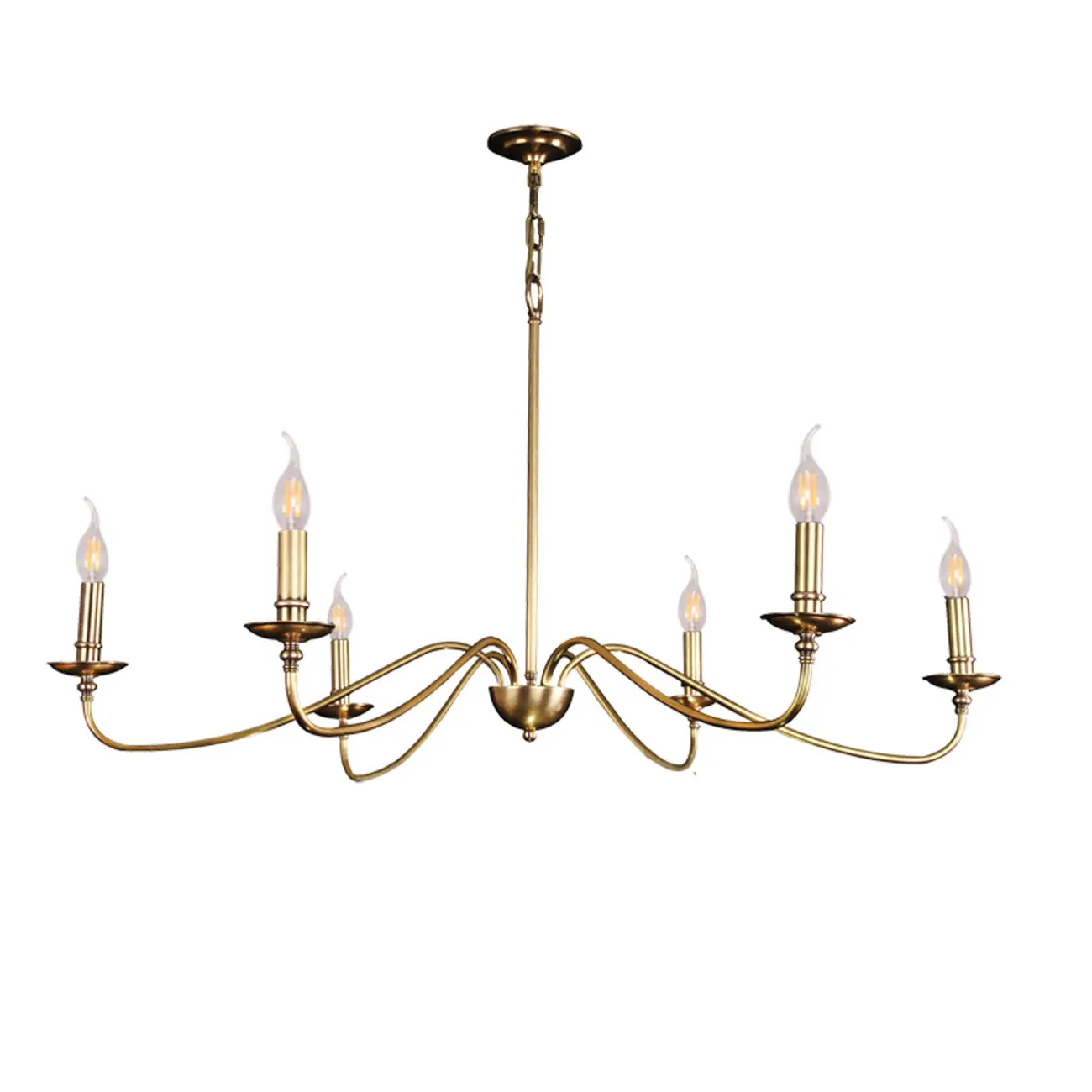 Simple Linear Gold Metal Candelabra Chandelier