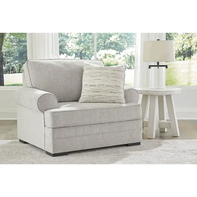 Oversized Chair 52W Gray Polyester Reversible Cushions High-Resiliency Foam Pillow Included