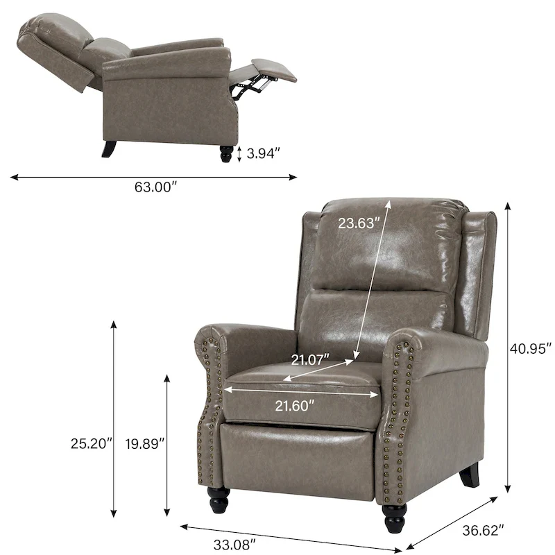 Modern Padded Seat Recliner Chair with PU Leather