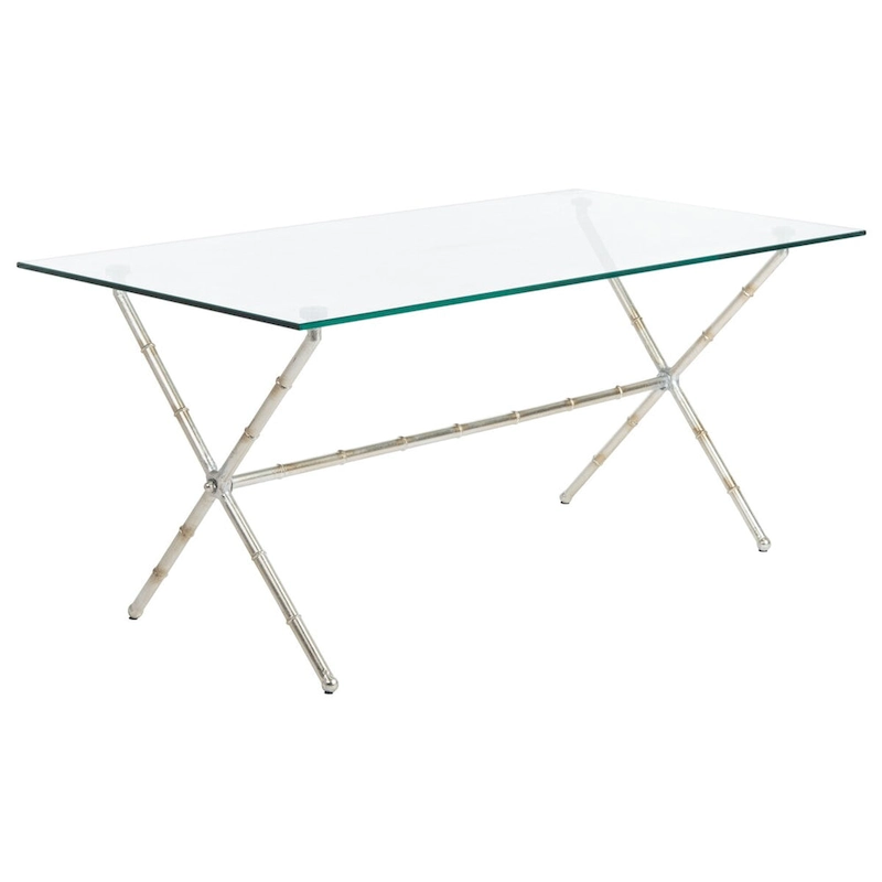 SAFAVIEH Treasures Jocelyn Bronze-Ish Silver/ Glass Top Accent Table - 37.4 x 19.7 x 17