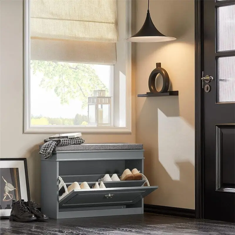 Shoe Cabinet with Flip-Drawer - 9.45D x 29.53W x 20.08H