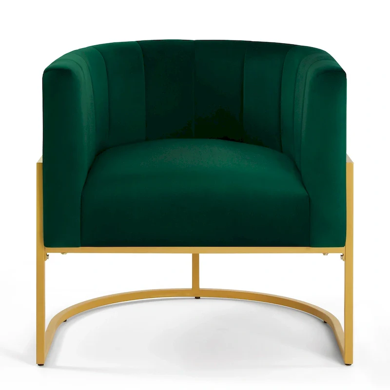 Navy / Black / Cream / Emerald Velvet Accent Chair with Gold Metal Frame – Single