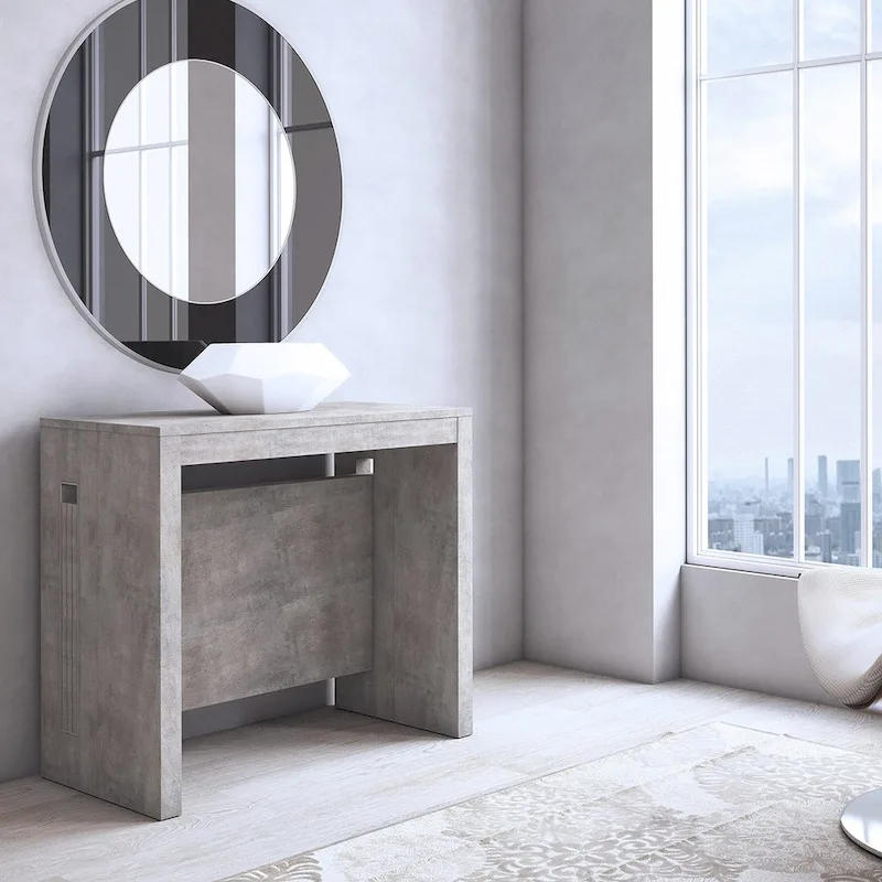 ERIKA Modern Extendable Console Table Dining Table - 31.5  W x 17.5  D x 30  H ( Ext: 17.5  - 73  W )