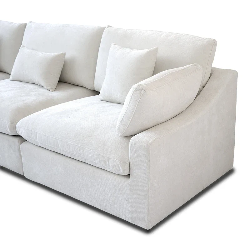 Modern Comfy Linen Sectional Sofa 3-Seater Down Filled Cloud Couch