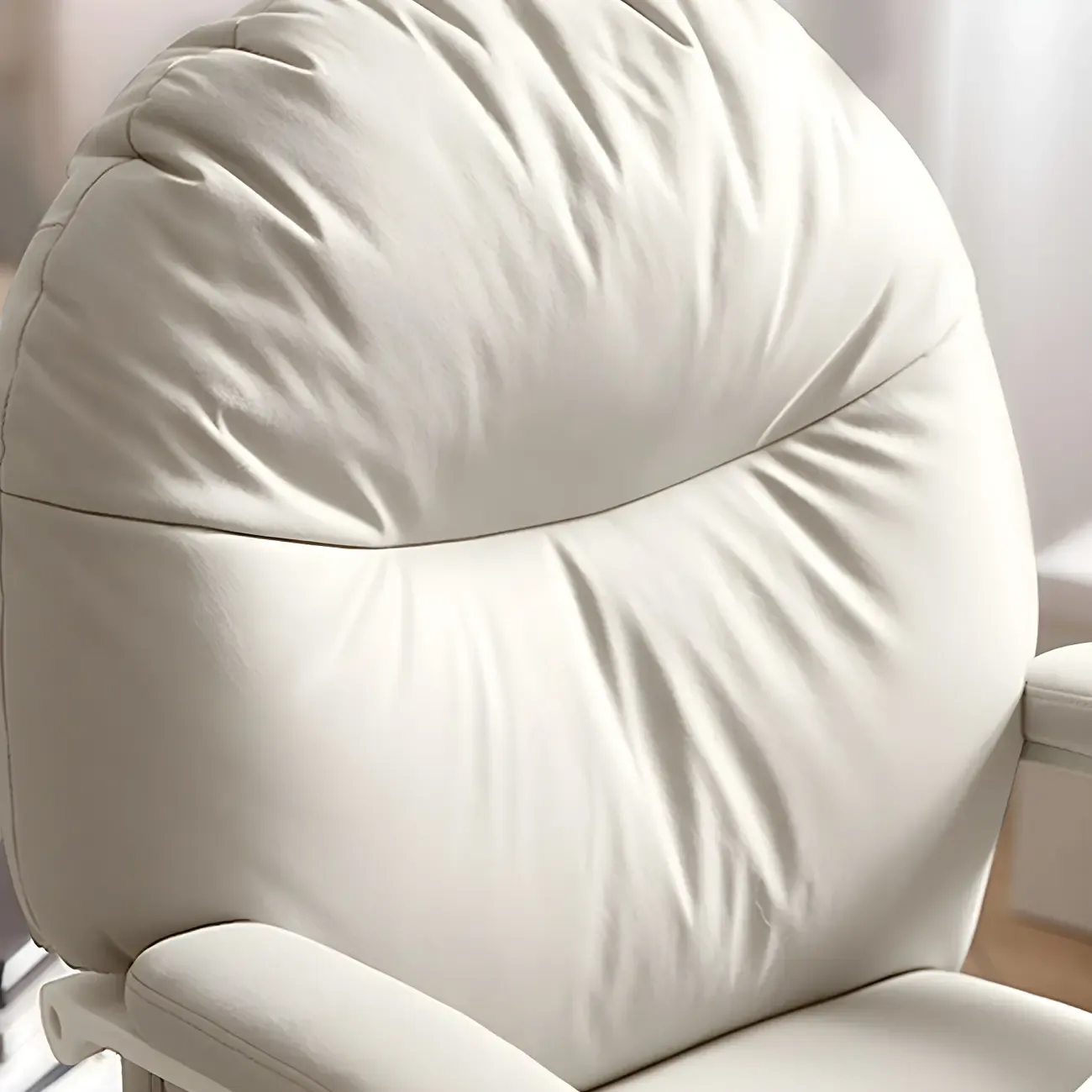 Elegant White Leather Casters Home Office Chair