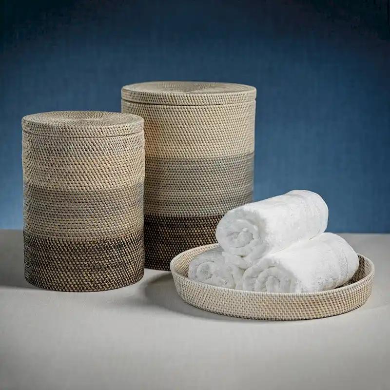 Bari 19.75  Diameter Round Rattan Serving Tray