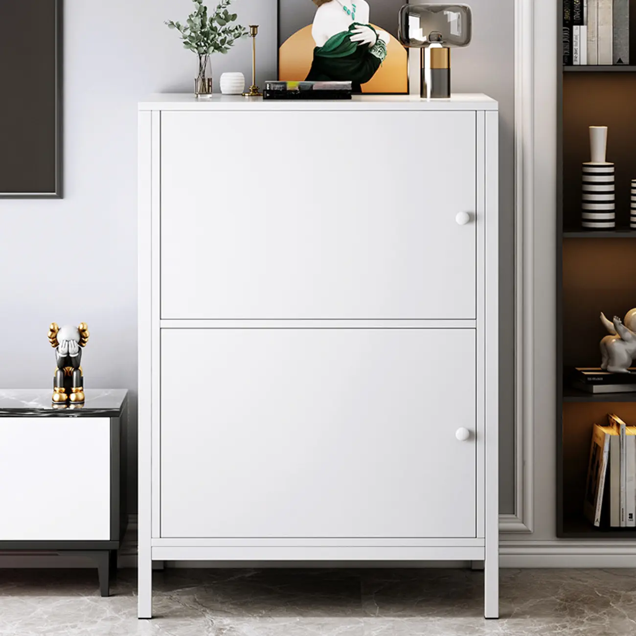 Freestanding Simple Black/White Rectangular Accent Cabinet