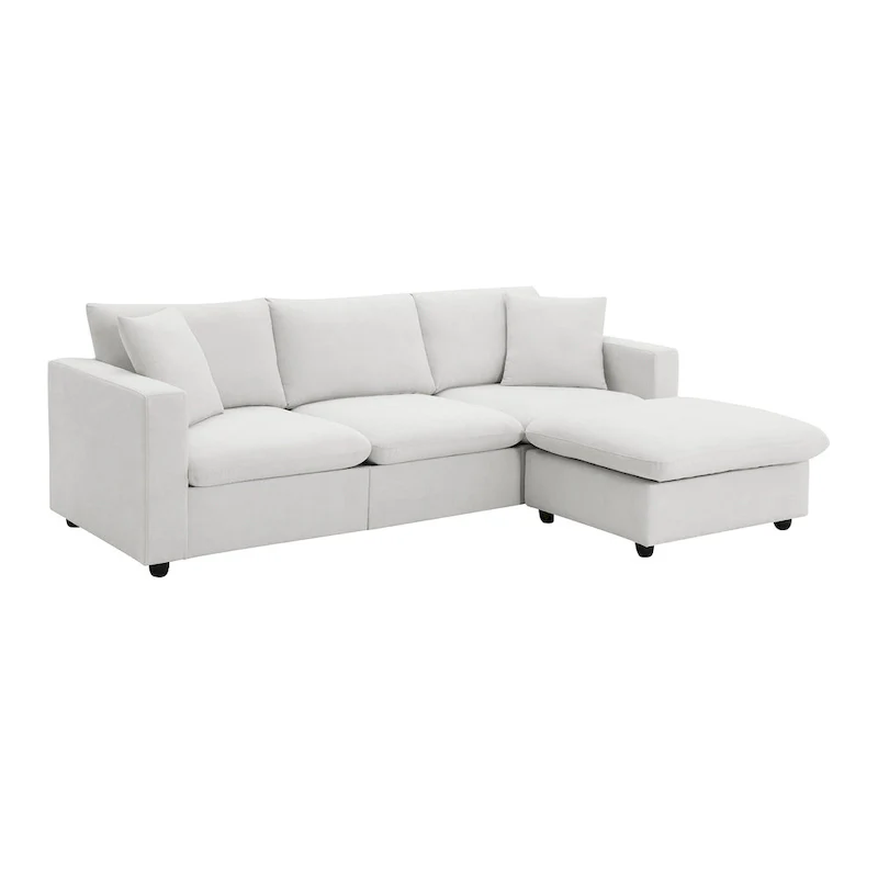101  L-Shaped Cloud Sectional Sofa with Ottoman & Pocket Springs