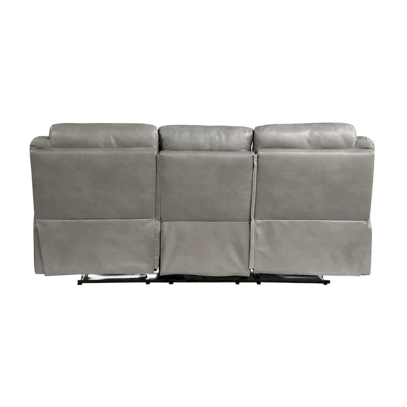 Max 80 Inch Dual Manual Recliner Sofa, Cupholders, USB, Gray Faux Leather