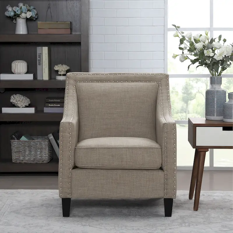 Erica Accent Armchair with Chrome Nailhead Trim