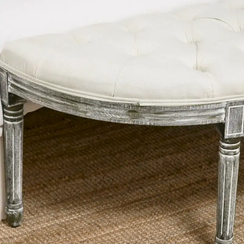 Semi-Circle End of Bed Bench with Tufted Design