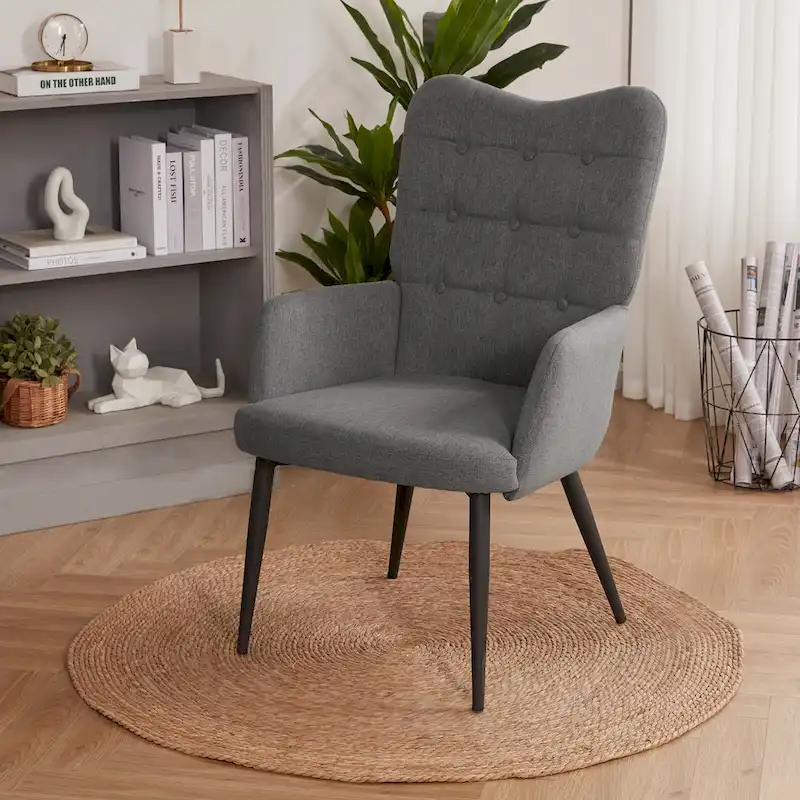 High-back Button Tufted Wingback Accent Chair
