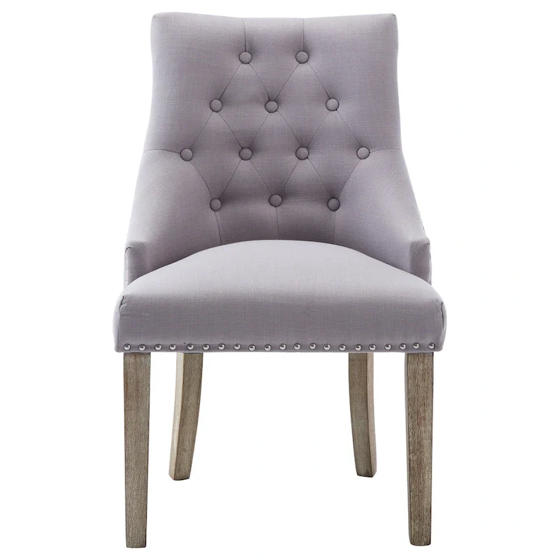 Mid-century Modern Dining chairs Button Tufted Accent Chairs with Nailhead Trim Set of 2