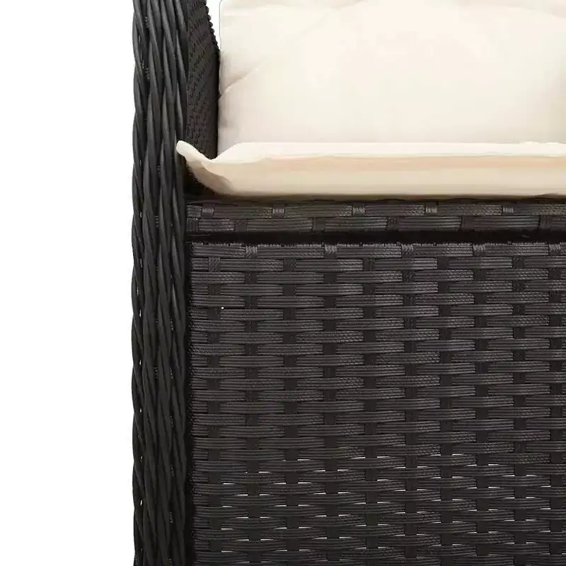 vidaXL Bistro Set Black and Cream White Poly Rattan Eight-seater