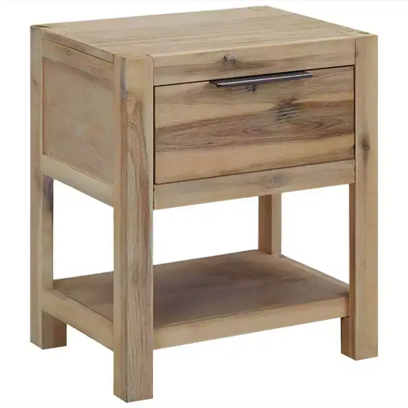 vidaXL Nightstand Bedside Cabinet Nightstand with Drawer Solid Acacia Wood and Engineered Wood