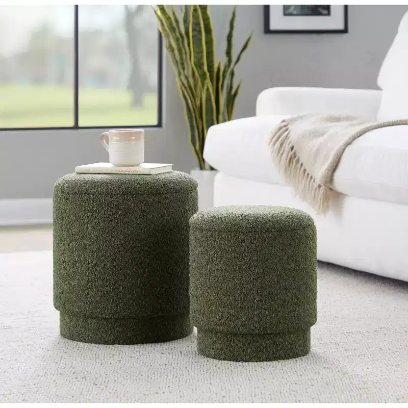 LumiSource Marla Upholstered Ottoman Set Fabric