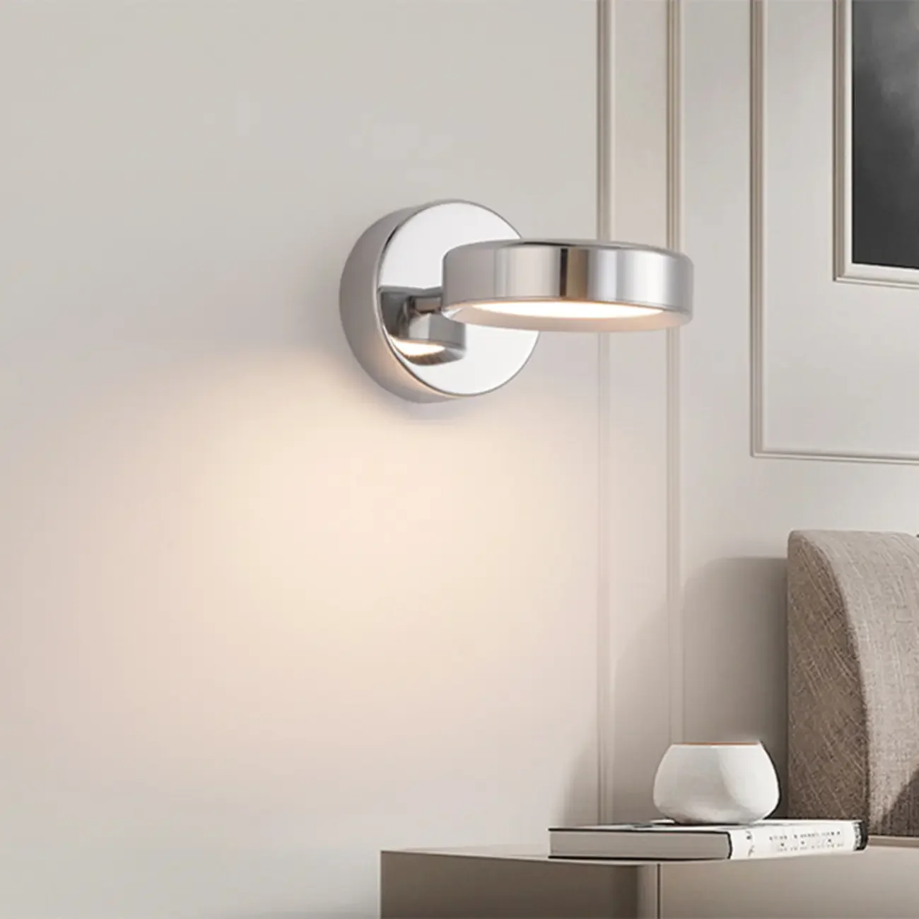 Modish Rotating Circular Chrome Wall Sconce
