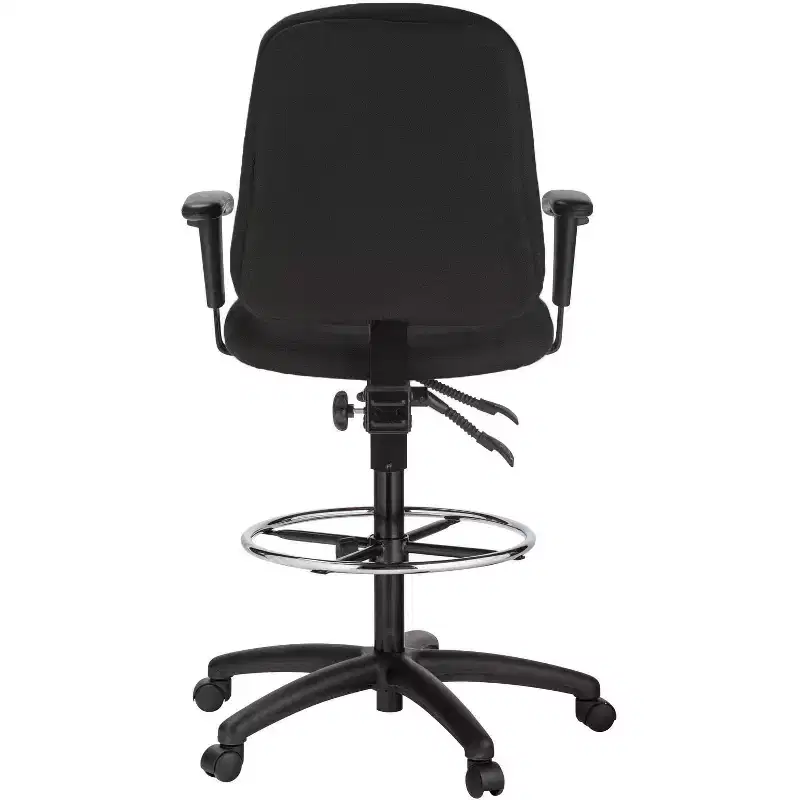 Dual Function Drafting Stool With Arms - Black Fabric