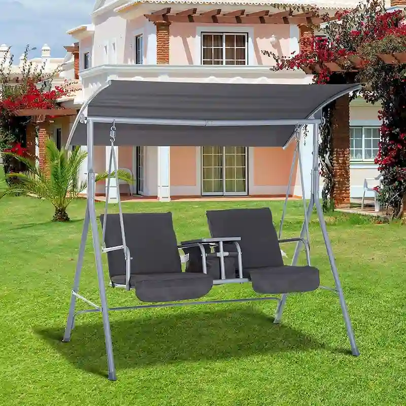 Jamna Water-resistant Patio Swing with Center Pivot Table by Havenside Home