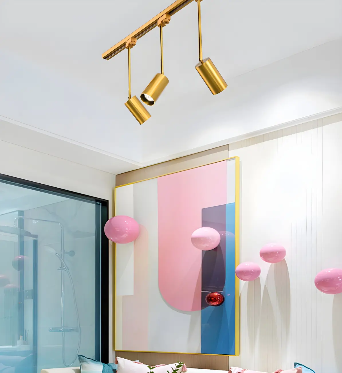 Modern Golden Linear Semi Flush Mount Track Light