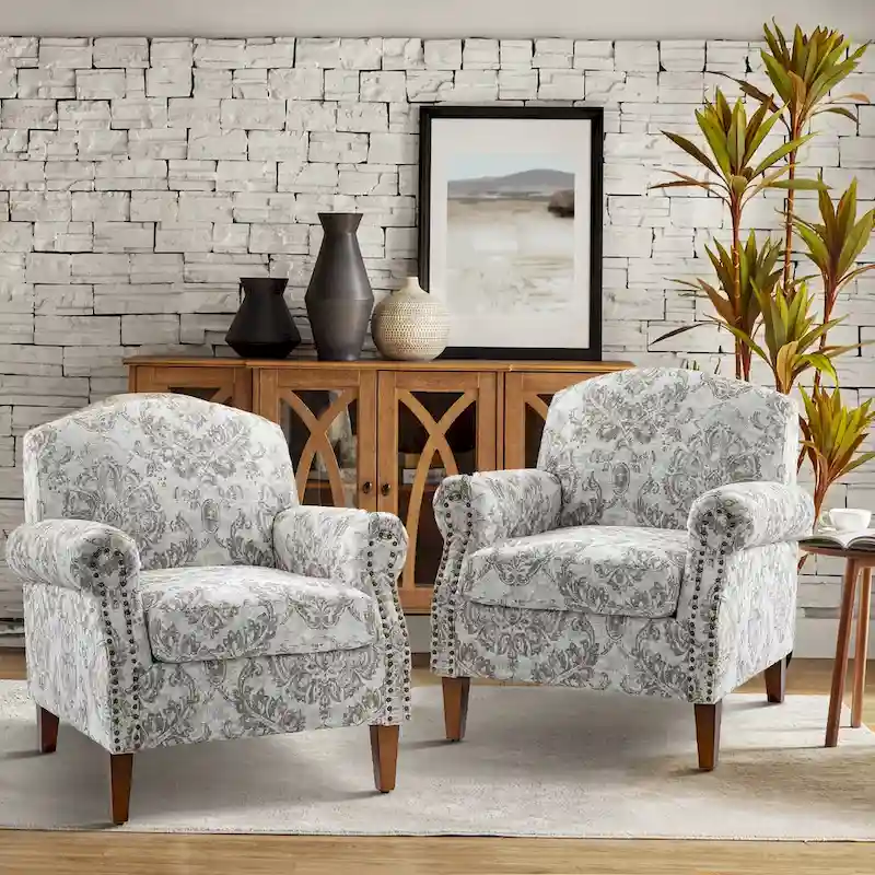 Giampiero Living Room Armchair with Nailhead Trims Set of 2 by HULALA HOME