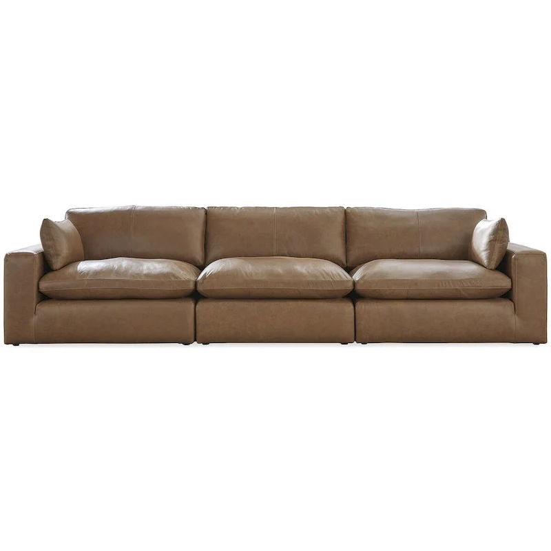 Caramel Leather Match Sectional Sofa, 3-Piece