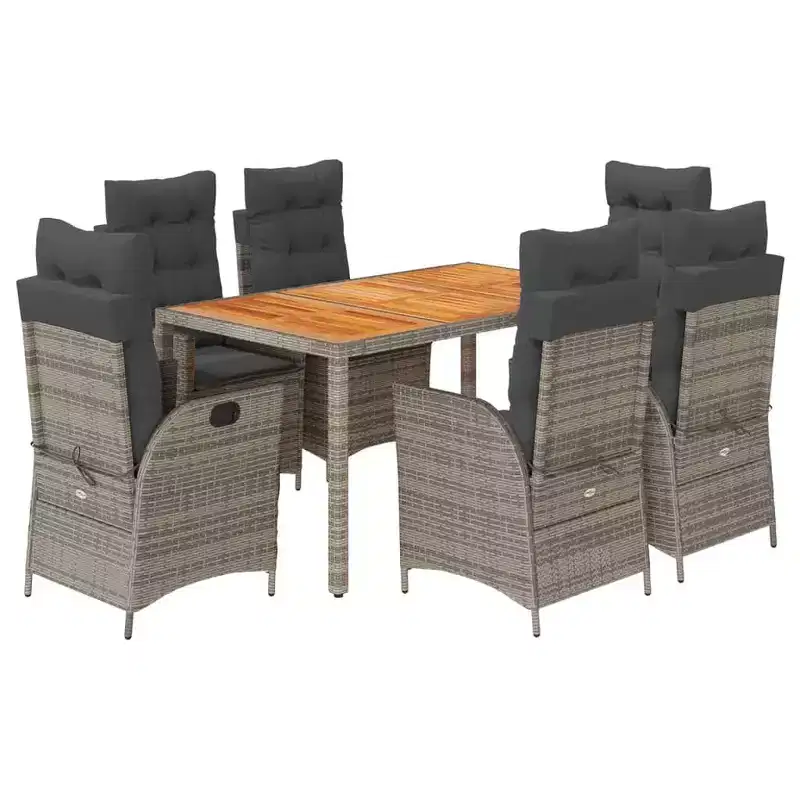 vidaXL Garden Dining Set Grey