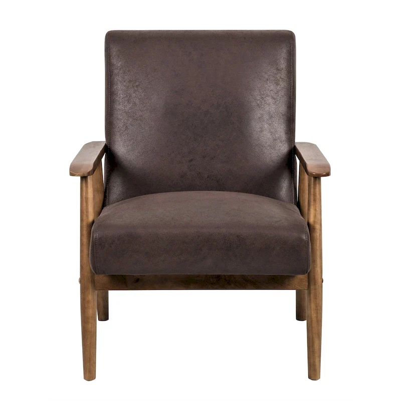 Wood/ Leather-look Microfiber Padded Seat Chair