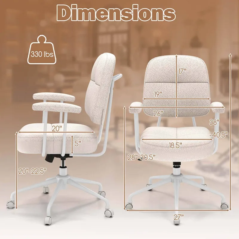 Costway Home Office Chair Leathaire Upholstered Task Chair with - See Details