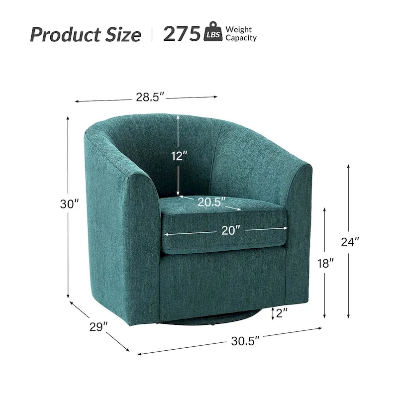 Cuenca Modern Upholstered Barrel Chair with Swivel Base