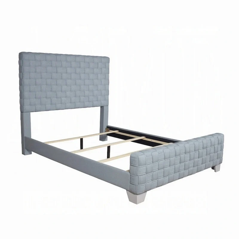 King Size Panel Bed with Upholstered Headboard and Footboard