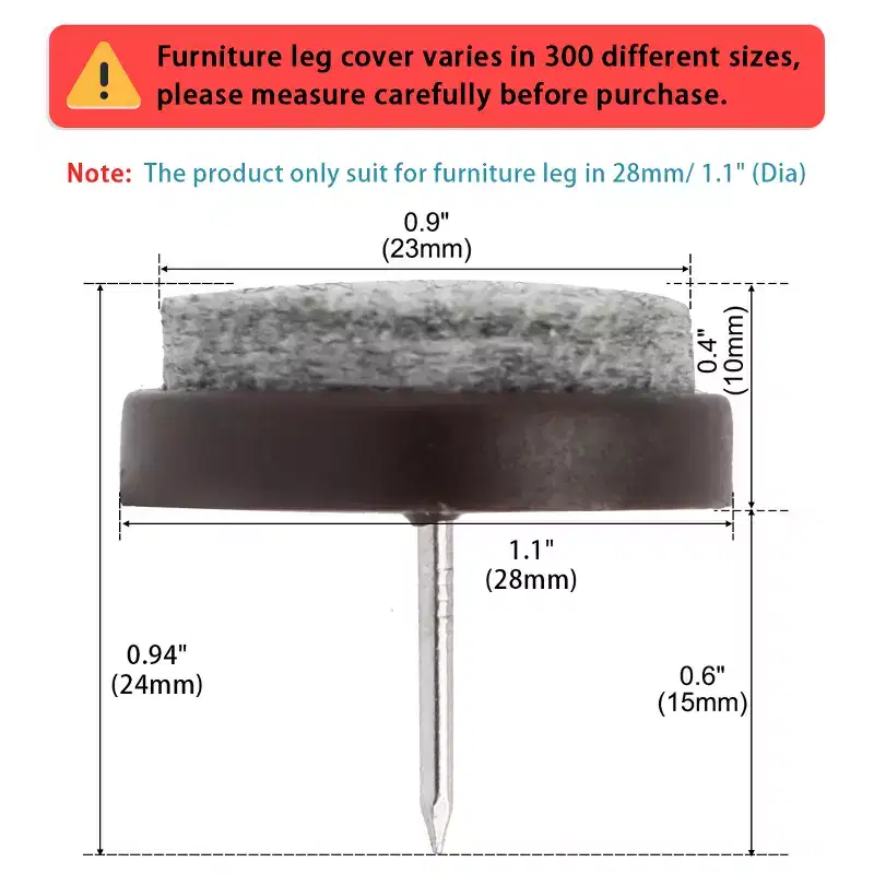 Unique Bargains Nail on Felt Furniture Table Chair Leg Pads 27mm/1 Pack of 30