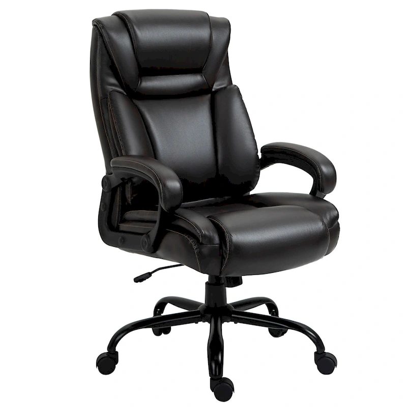 Executive Office Chair with Wide Seat, Computer Desk Chair with High Back, Adjustable Height and Swivel Wheels