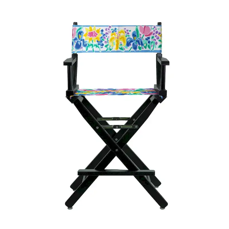 24 Director's Chair Black Frame-Garden Flowers - 23W x 19D x 39.5H