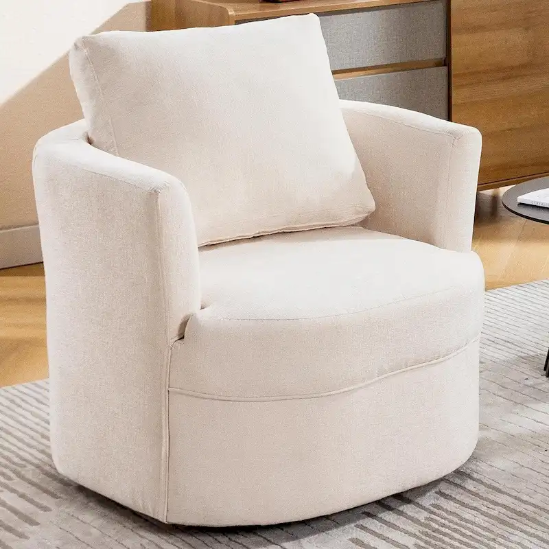 Swivel Accent Barrel Chair Round Arm Chair with Pillow