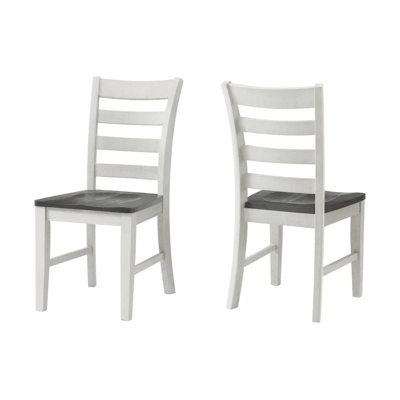 Monterey Solid Wood Dining Chair, White Stain and Grey