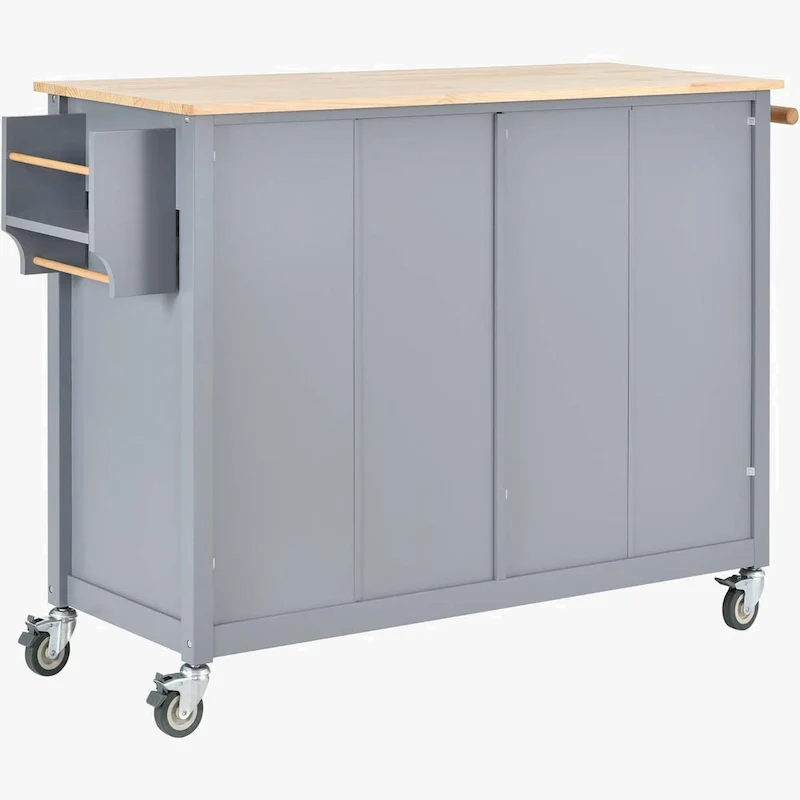 Kitchen Island Cart with Solid Wood Top and Locking Wheels