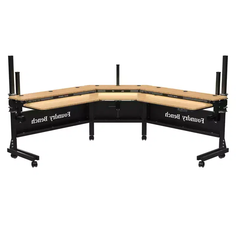 Foundry Bench Standing Desk Corner 80 x 80 - Black / Natural Bamboo