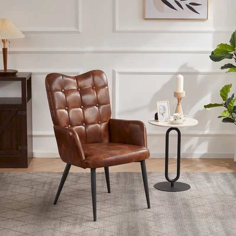 High-back Button Tufted Wingback Accent Chair