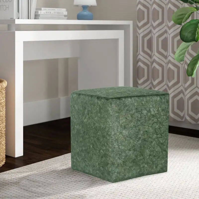 Adeco Square Ottoman Vanity Stool Fabric Upholstered Footrest Footstool